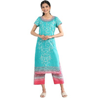 Navigate Green Cotton Printed Kurta