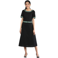 Aurelia Women's Cotton Blend Regular Kurta (21Fea12234-602649_Black_S)