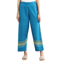 Aurelia Women's Loose Fit Cotton Palazzos (21Fea60204-502867-Blue-M_Blue_M)