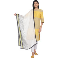 W For Woman Women Ecru Modal Printed Dupatta, Free Size