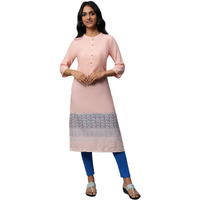 Light Pink Mandarin Neck Printed Kurta