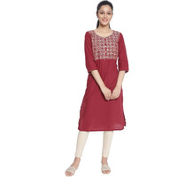 Aurelia Women's Cotton Regular Kurta (21Aua12400-702201_Maroon_S)