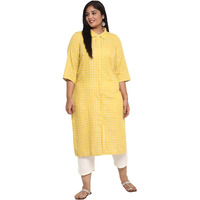 Aurelia Women's Cotton Regular Kurta (21Aua11640-702362_Yellow_L)
