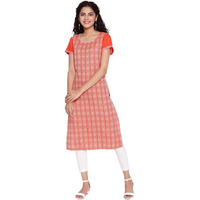 Aurelia Round Neck Cotton Womens Knee Length Kurta (S21Aua11871C001, Orange, Extra Small)