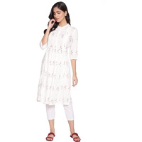 W For Woman Women's Viscose Regular Kurta (21Auw15927-116069_Beige_8)