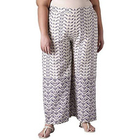 W For Woman W Pure Cotton Strechable Parallel Pants For Women | Pure Cotton Parallel Pants For Women | Trousers For Women Ecru
