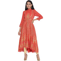 Aurelia Women's Polyester Regular Kurta (21Aua12443-503371_Melon_Xs)