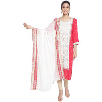 Aurelia Polyester Women White Foil Print Dupatta, Pink, Free Size
