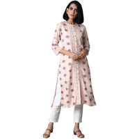 W For Woman Peach Pink Placement Print Kurta_20Few13357-113876_2Xl