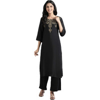Aurelia Women's Rayon Straight Salwar Suit Set (20Feas11572-03494_Black_Small)