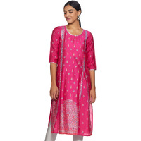 Aurelia Women's Rayon Regular Kurta (20Aua11710-502064_Pink_S)