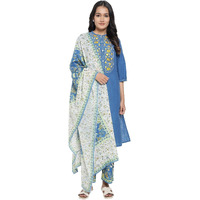 Aurelia Women's Cotton Kurta, Palazzo & Dupatta (21Auas12598-603053_Mid Blue_Xs)