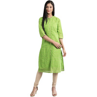 Aurelia Women's Cotton Blend Regular Kurta (20Sta11897-300092_Light Green_Xl)