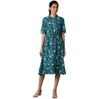 Aurelia Green Floral Printed Shirt Dress For Women