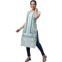 Aurelia Women's Cotton Floral Regular Kurta (21Aua12475-503574_Blue_S)