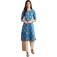Aurelia Women's Rayon Regular Kurta (21Fea11379-501543_Blue_M)