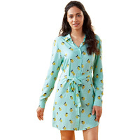 The Souled Store Lemonade Pattern Womens And Girls Graphic Printed Cotton Shirt Dress Blue