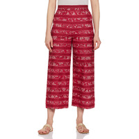 Aurelia Women's Floral Printed Cotton Red Palazzo Ethnic Bottomwear