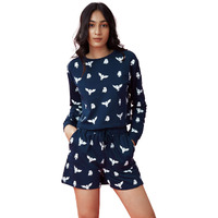 The Souled Store Harry Potter: Hedwig Pattern Set Womens And Girls Graphic Printed Cotton Co-Ord Sets Navy Blue