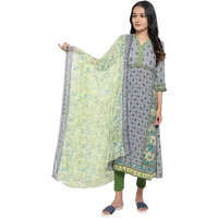 Aurelia Green Printed Chiffon Dupatta