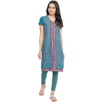 Aurelia Women's Cotton Geometric Regular Kurta (21Aua12726-504463_Green_S)