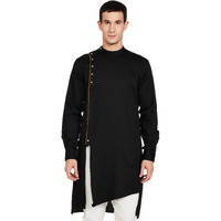 The Indian Garage Co Men's Cotton Slim Kurta (0620-Ck34L42-04_Black_L)