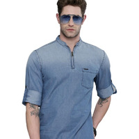 The Indian Garage Co Men's Polycotton Slim Fit Kurta (0321-Dbmsk01L29-03_Blue_L)