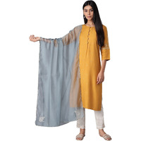 Blue Embroidered Organza Dupatta