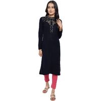 Aurelia Women's Cotton Blend Solid Regular Kurta (21Noa12756-702356_Teal_Xs)
