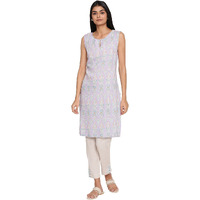 W For Woman Purple Printed Straight Kurta_21Auw17183-117861_L