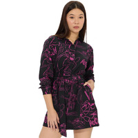 The Souled Store Official Pink Panther: So Pink Women And Girls Long Sleeves Collared Neck Button Front Viscose Blend All Over Printed Shirt Dresses