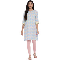 W For Woman Women's Viscose Regular Kurta (21Auw17168-117887_Cornflower Blue_14)