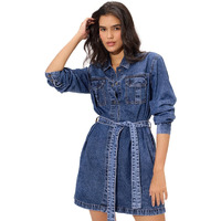 The Souled Store Denim Shirt Dress Iris Women And Girls Long Sleeves Collared Neck Button Front Viscose Blend All Over Printed Shirt Dresses