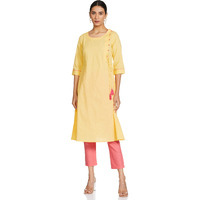 Aurelia Womens Cotton Kurta & Pant (21Onas12608-702672-Yellow-S)