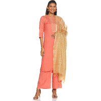 Aurelia Women's Rayon Kurta Pant With Dupatta (21Onas12345-603276-Peach-S), Small, Pink