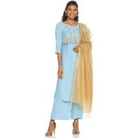 Aurelia Women's Rayon Kurta, Palazzo & Dupatta (21Onas11085-603279_Sky Blue_2Xl)