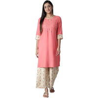 Aurelia Women's Viscose Kurta-Straight Palazzo (21Onas12896-603783_Pink_L)