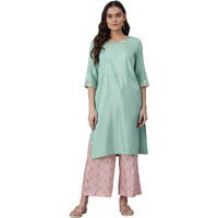 Aurelia Women's Polyester Kurta-Straight Palazzo (21Onas12897-603782_Green_S)