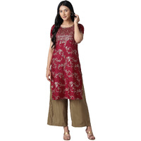 Aurelia Women's Polyester Kurta-Straight Palazzo (21Onas12910-505025_Red_2Xl)