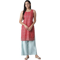 Aurelia Women's Viscose Kurta-Straight Palazzo (21Onas12907-505014_Red_L)