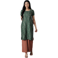 Aurelia Women's Polyester Kurta-Straight Palazzo (21Onas12911-504999_Green_S)