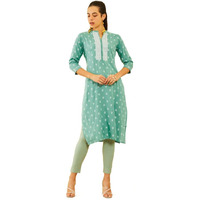 Soch Womens Green Rayon Embroidered Kurta With Thread Work