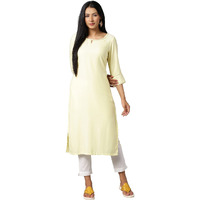 Aurelia Women's Viscose Solid Regular Kurta (22Fea12231-702549_Yellow_3Xl)