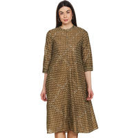 W For Woman Olive Green Printed Button Down Kurta_22Few17292-116743_M