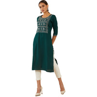Soch Women's Rayon Embroidered Regular Dress Shirt (Smua1Ku9023A_Green