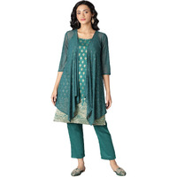 Aurelia Women's Polyester Kurta, Gilet & Trouser (22Feas13226-505227_Red_M)