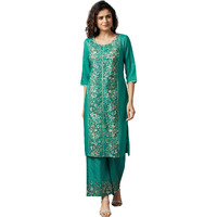 Aurelia Women's Floral Printed Straight Kurta Set With Palazzos_22Feas13151-505211_Xs
