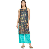 Aurelia Women's Polyester Kurta & Palazzo (22Feas13143-504161_Blue_M)