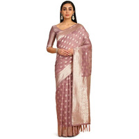 Soch Womens Onion Pink Woven Design Jacquard Tussar Saree