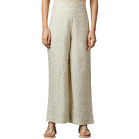 Aurelia White Paisley Printed Palazzo Ethnic Bottomwear For Women